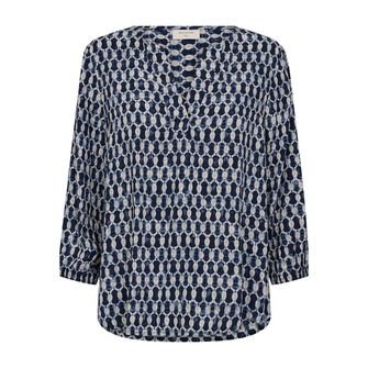 Freequent dames print blouse Blauw dessin