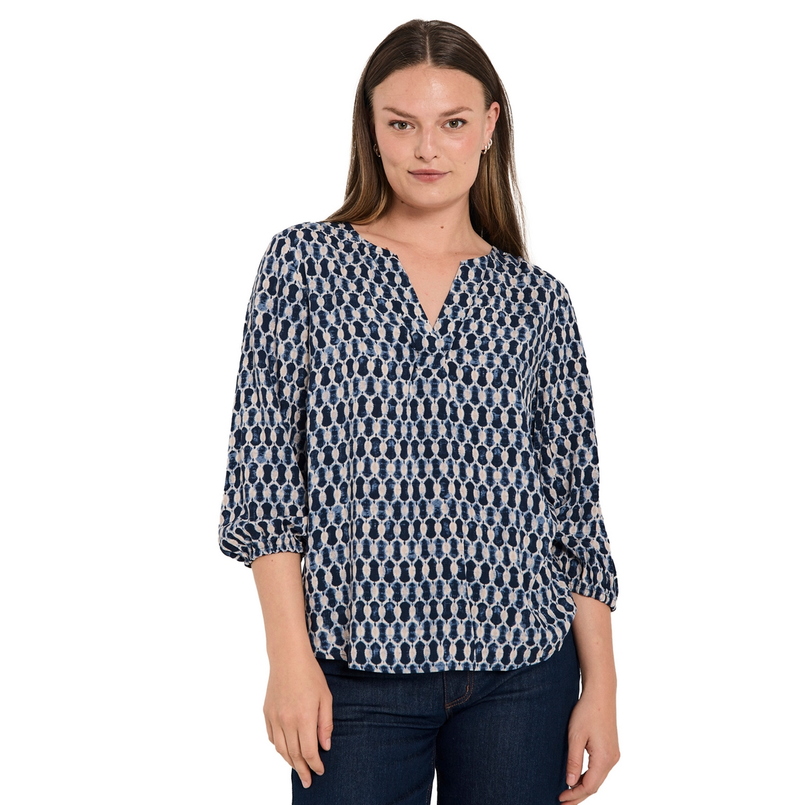 Freequent dames print blouse Blauw dessin