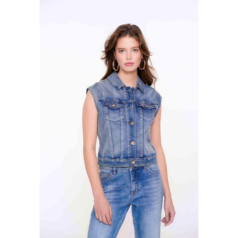 Geisha Dames Blazer 55021-10 Mid blue denim