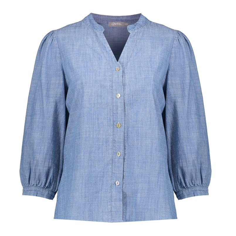 Geisha Dames Blouse 53164-70 Mid blue denim