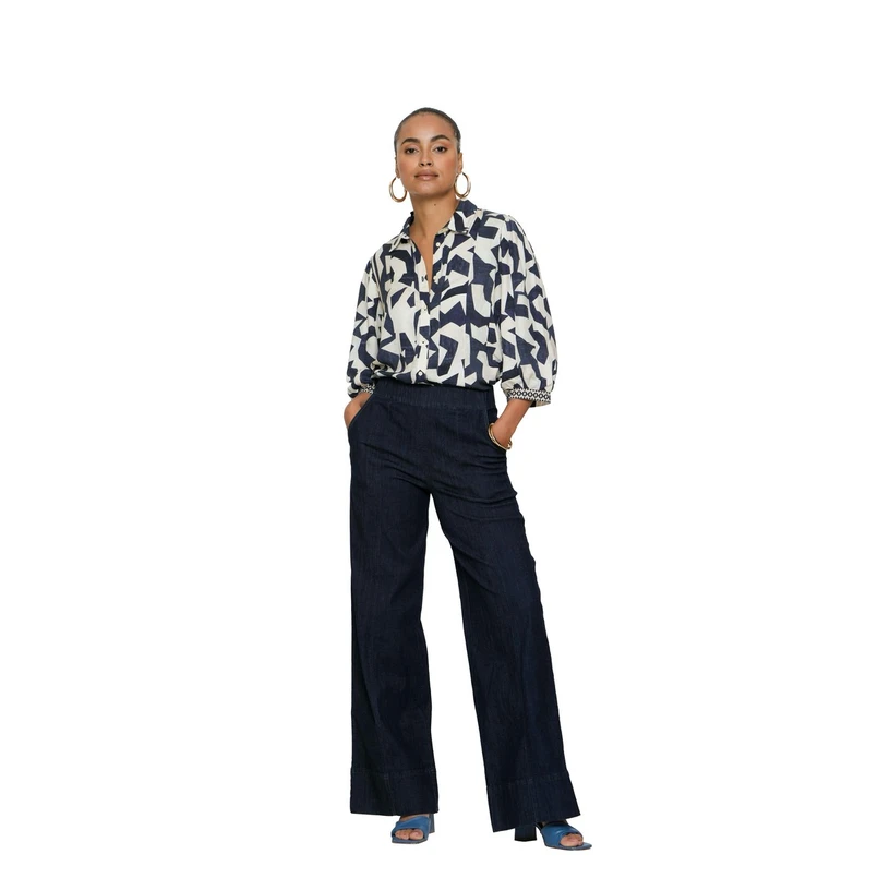 Geisha Dames Blouse 53200-20 Blauw dessin