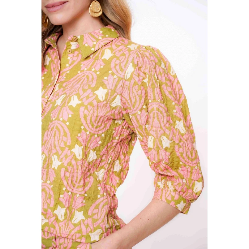 Geisha Dames Blouse 53208-20 Groen dessin