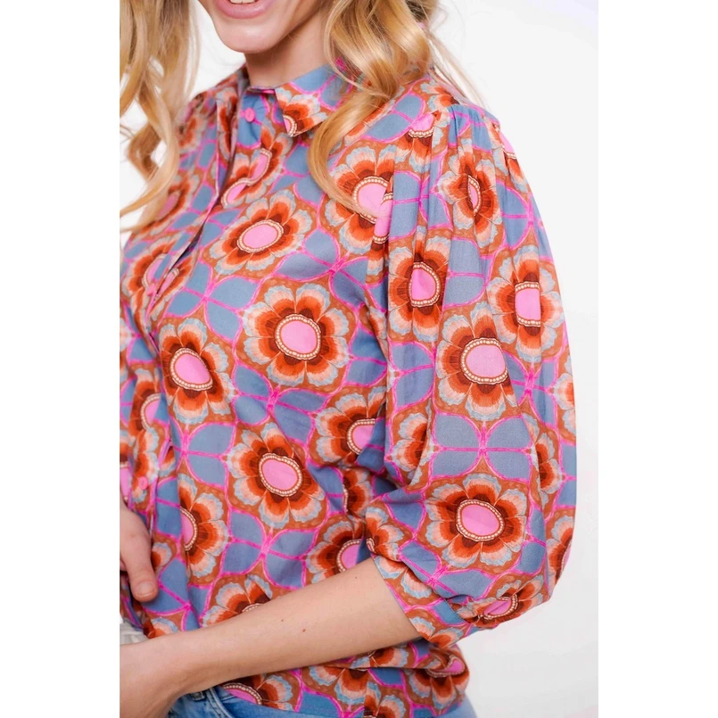 Geisha Dames Blouse 53209-20 Bleu