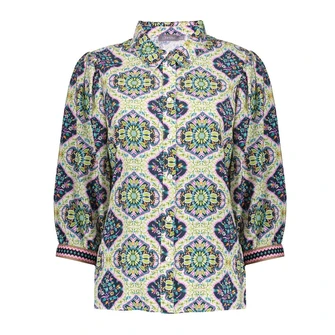 Geisha Dames Blouse 53220-20 Blauw dessin