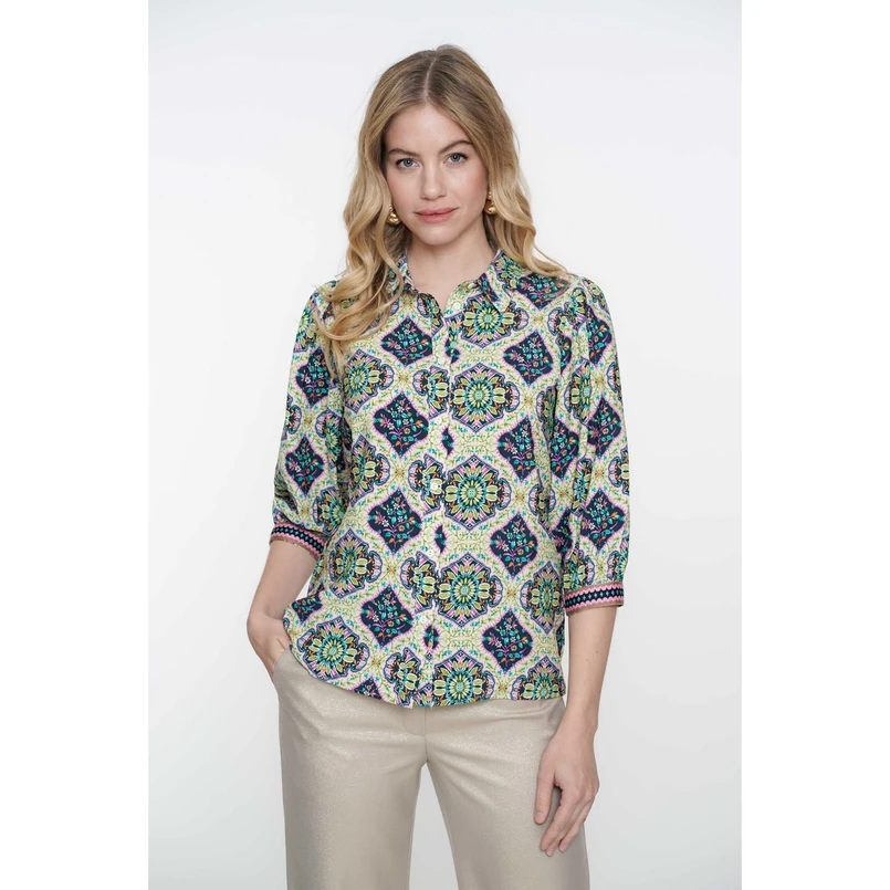 Geisha Dames Blouse 53220-20 Blauw dessin