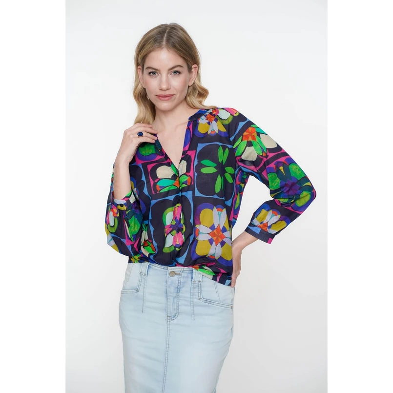 Geisha Dames Blouse 53233-20 Bleu