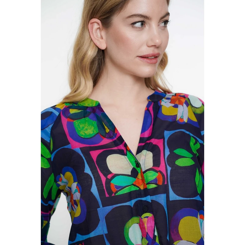 Geisha Dames Blouse 53233-20 Bleu