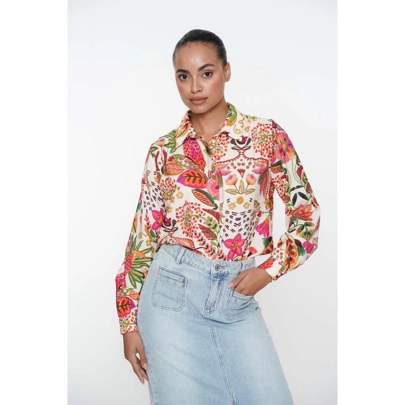Geisha Dames Blouse 53255-20 Groen dessin