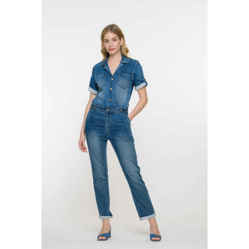Geisha Dames Jumpsuit 51011-10 Bleached blue denim