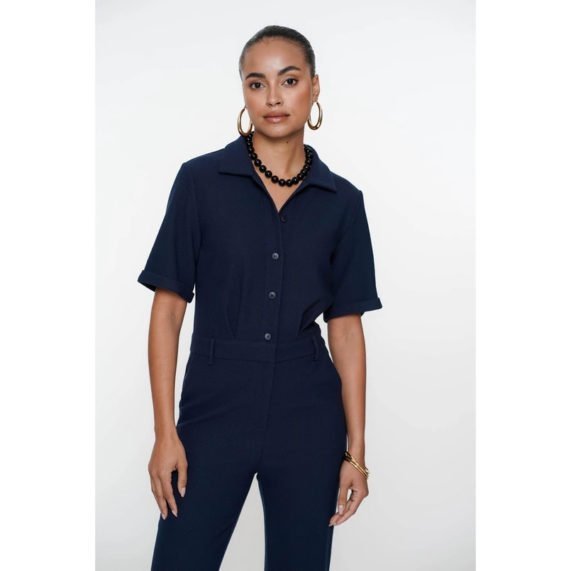 Geisha Dames Jumpsuit 51125-21 Blauw dessin