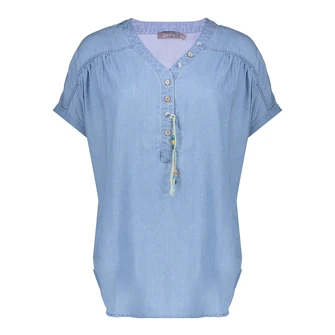 Geisha Dames Top 53001-10 Mid blue denim