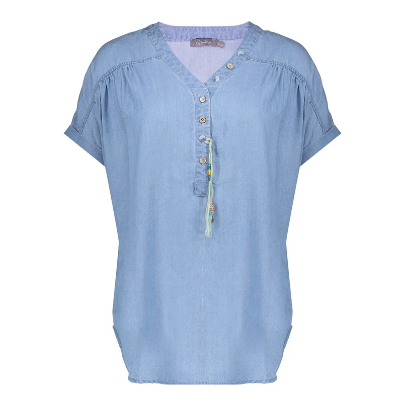 Geisha Dames Top 53001-10 Mid blue denim