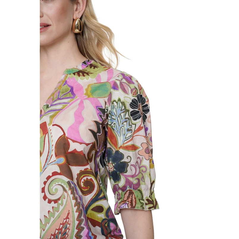 Geisha Dames Top 53250-20 Groen dessin