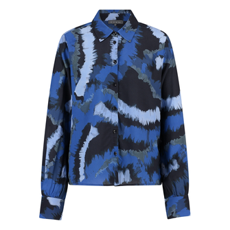 Ivy & You Dames Blouse 24184blouselm Blauw dessin