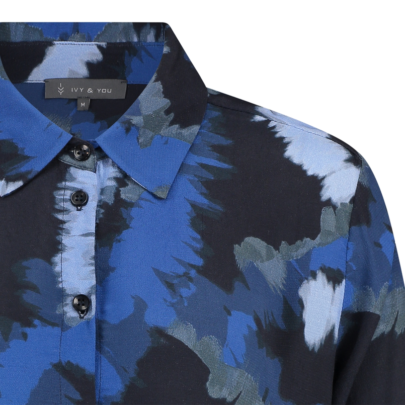 Ivy & You Dames Blouse 24184blouselm Blauw dessin