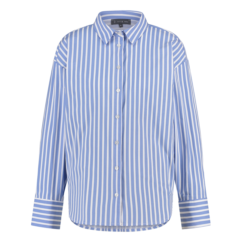 Ivy & You Dames Blouse 25015blousestreep Midden blauw