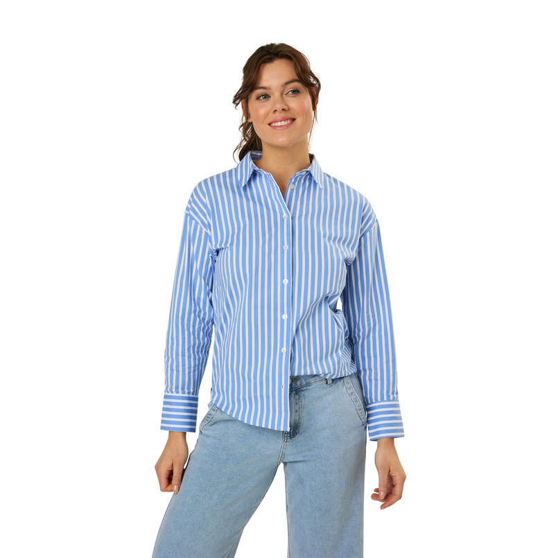 Ivy & You Dames Blouse 25015blousestreep Midden blauw