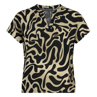 Ivy & You Dames blouse 25074 Zwart dessin