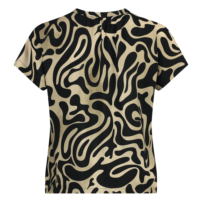 Ivy & You Dames blouse 25074 Zwart dessin