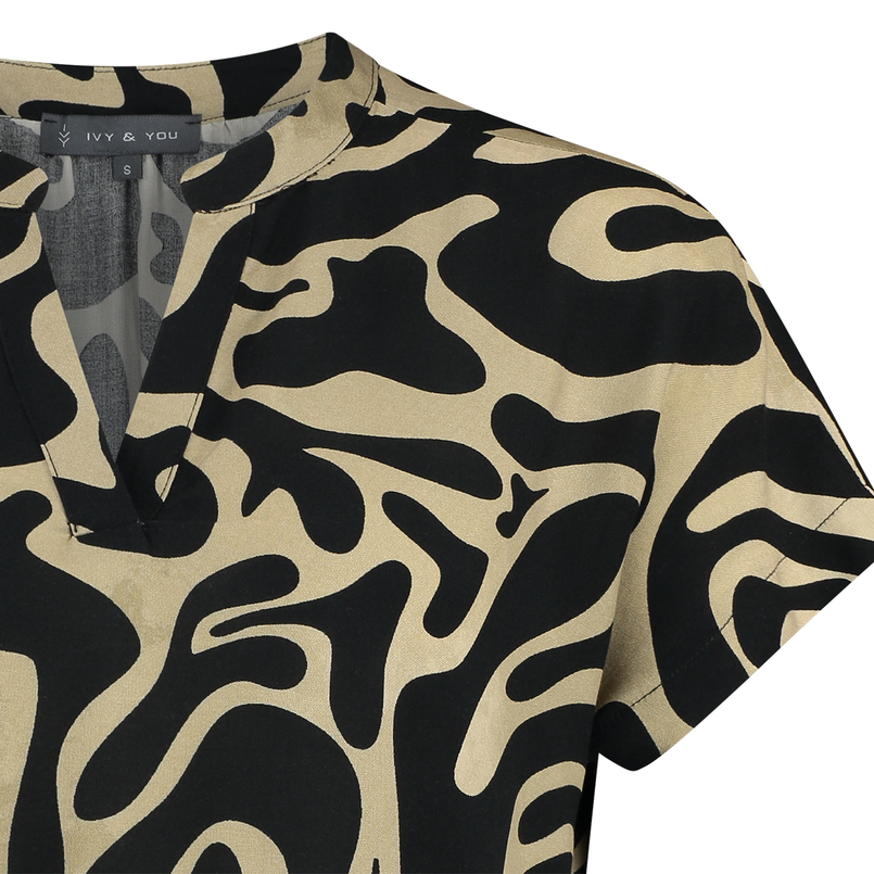 Ivy & You Dames blouse 25074 Zwart dessin