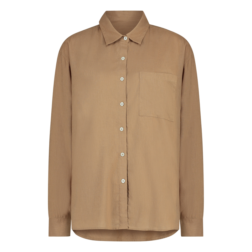 Ivy & You Dames Blouse Ar-tw-101blous Lslin Camel