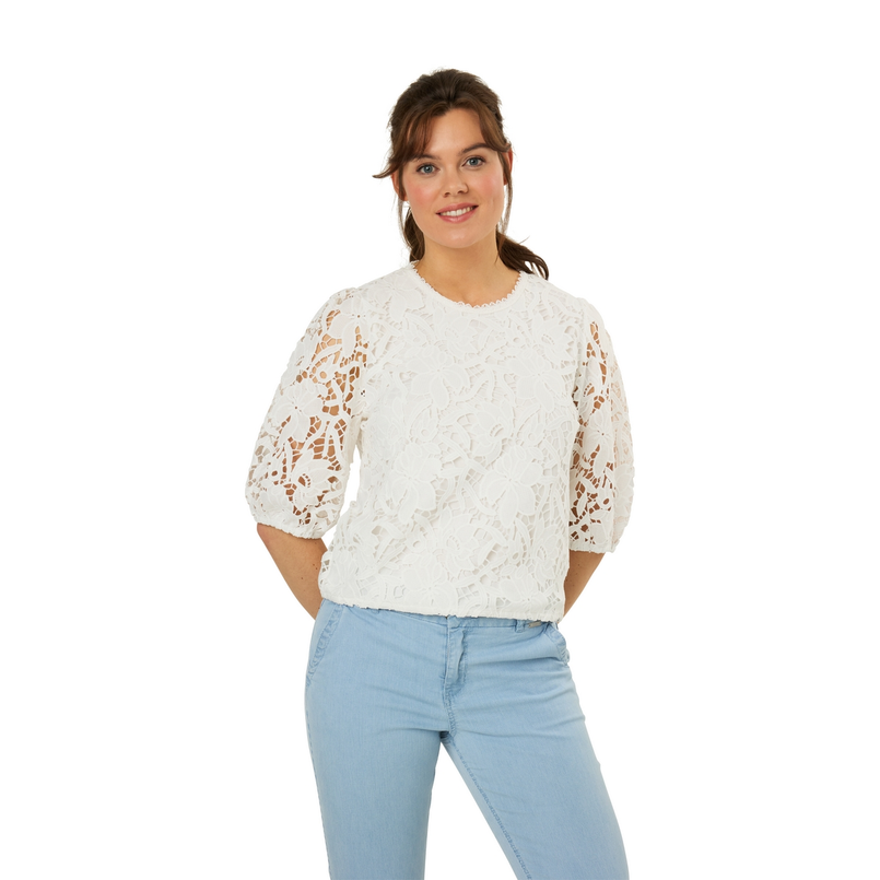 Ivy & You Dames Blouse Lace Top Strs-13 OFF-WHITE
