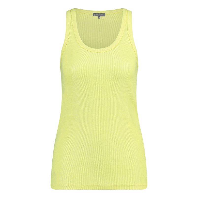 Ivy & You Dames Top 25043 Rib Singlet Geel
