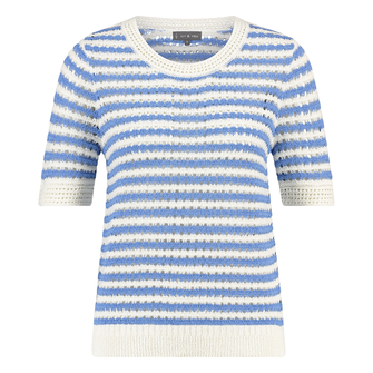 Ivy & You Dames Trui Aps-121r-halsstreep Midden blauw