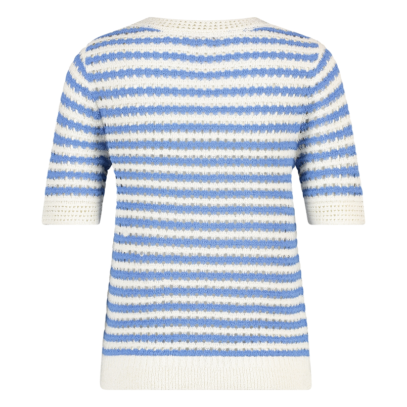 Ivy & You Dames Trui Aps-121r-halsstreep Midden blauw