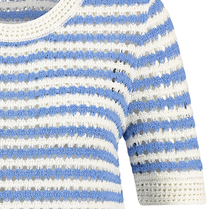 Ivy & You Dames Trui Aps-121r-halsstreep Midden blauw