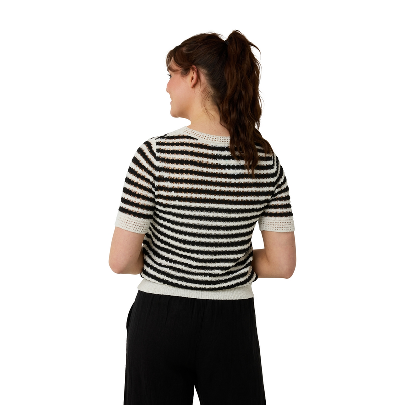 Ivy & You Dames Trui Aps-121r-halsstreep Zwart