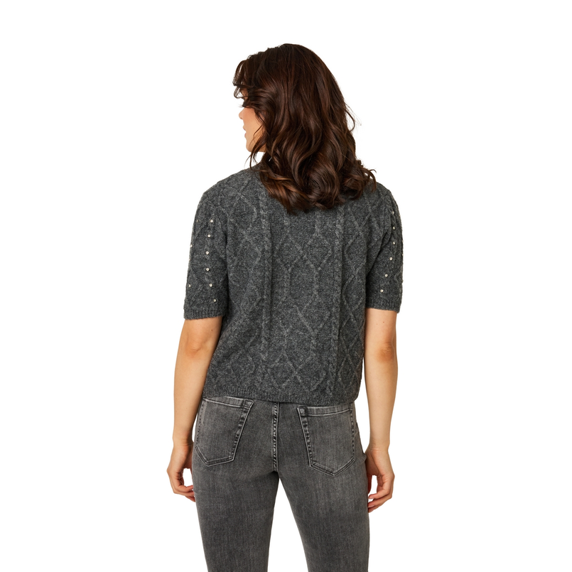 Ivy & You Dames Trui strass stenen Antraciet