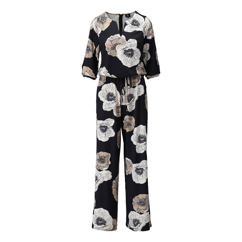 K-Design Dames Jumpsuit A107 Zwart dessin