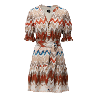 K-Design Dames jurk A122 Bruin dessin