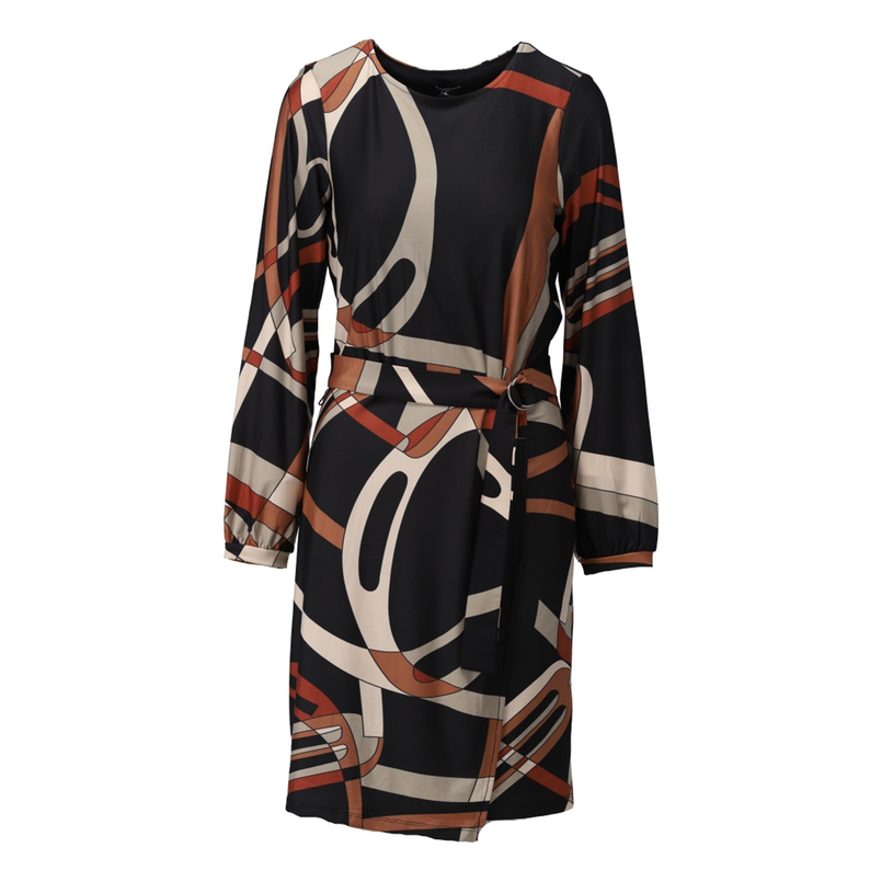 K-Design Dames Jurk B339 Zwart dessin