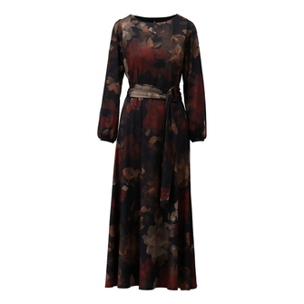 K-Design Dames jurk bloem print Zwart dessin