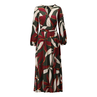K-Design Dames jurk lang overslag print Groen dessin