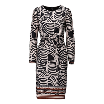K-Design Dames jurk recht print Zwart dessin
