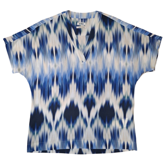 Kyra Dames Blouse Faded Ronina Blauw dessin