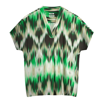 Kyra Dames Blouse Faded Ronina - S25 Groen dessin