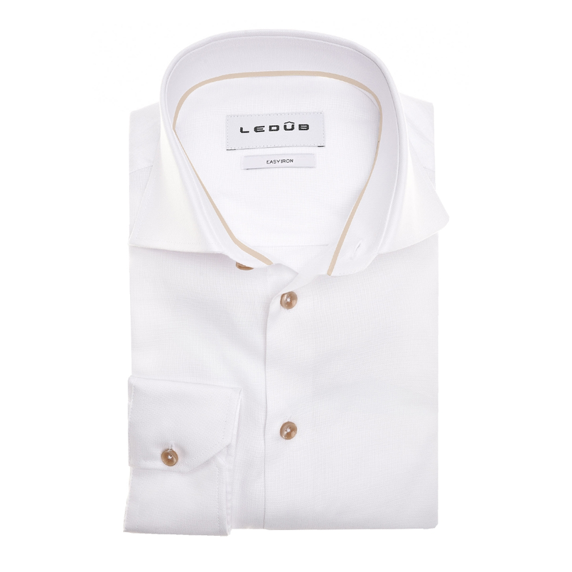 Ledub Heren Overhemd 0142827 Bruin dessin