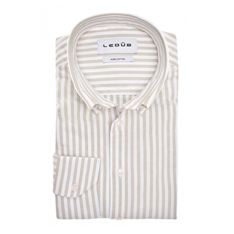 Ledub Heren Overhemd 0142883 Bruin dessin