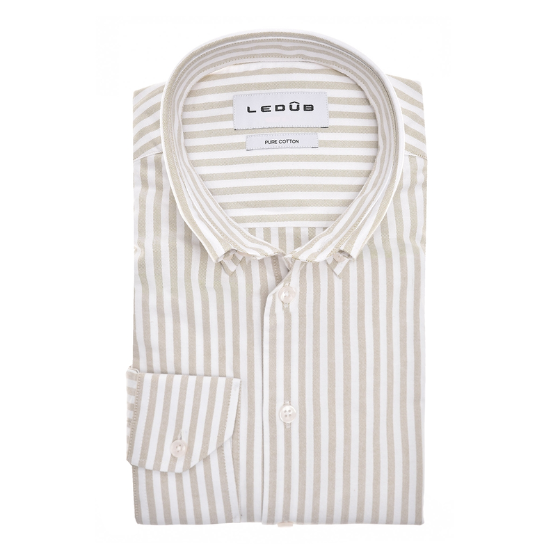 Ledub Heren Overhemd 0142883 Bruin dessin