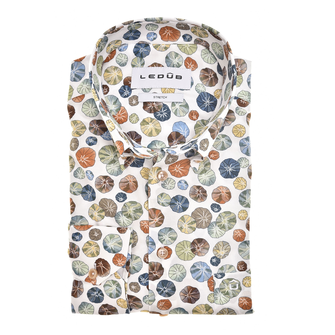 Ledub Heren Overhemd 0142985 Taupe