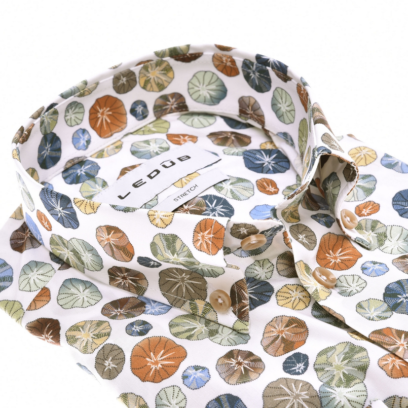 Ledub Heren Overhemd 0142985 Taupe