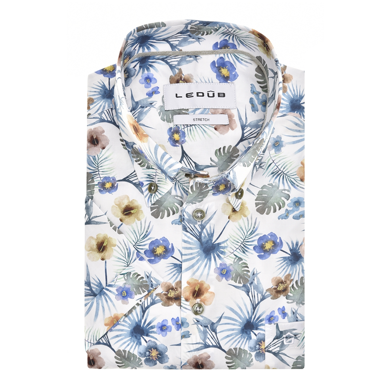 Ledub Heren Overhemd 0702056 Midden blauw