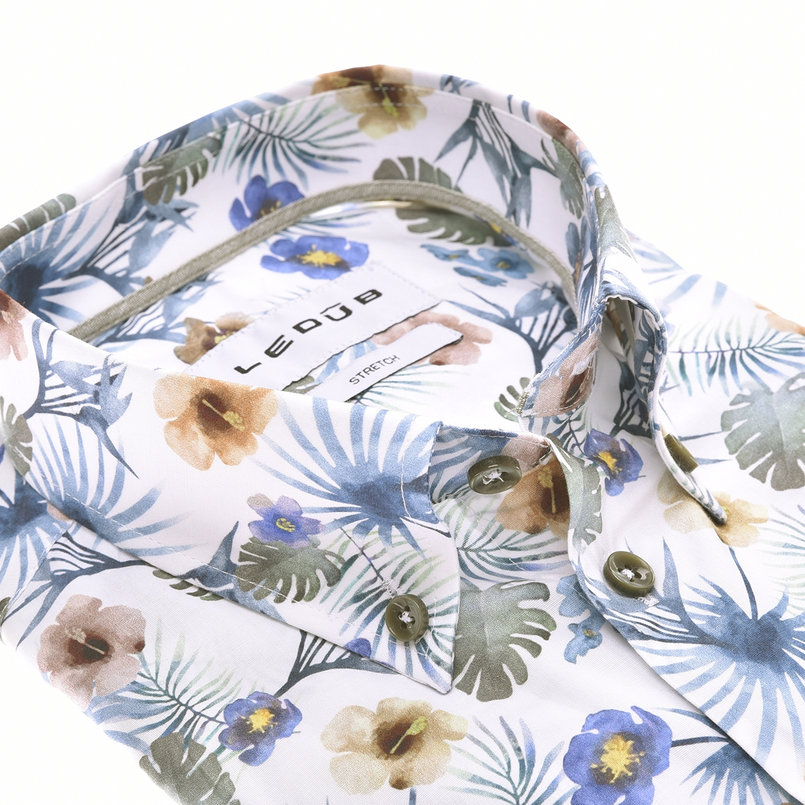 Ledub Heren Overhemd 0702056 Midden blauw