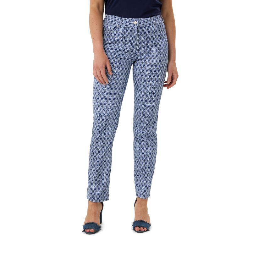 Les Copines Dames Broek Gretha#geo Ruit Navy