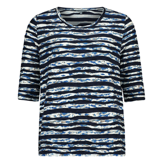 Les Copines Dames Top 25037topstripeeffect Bleu