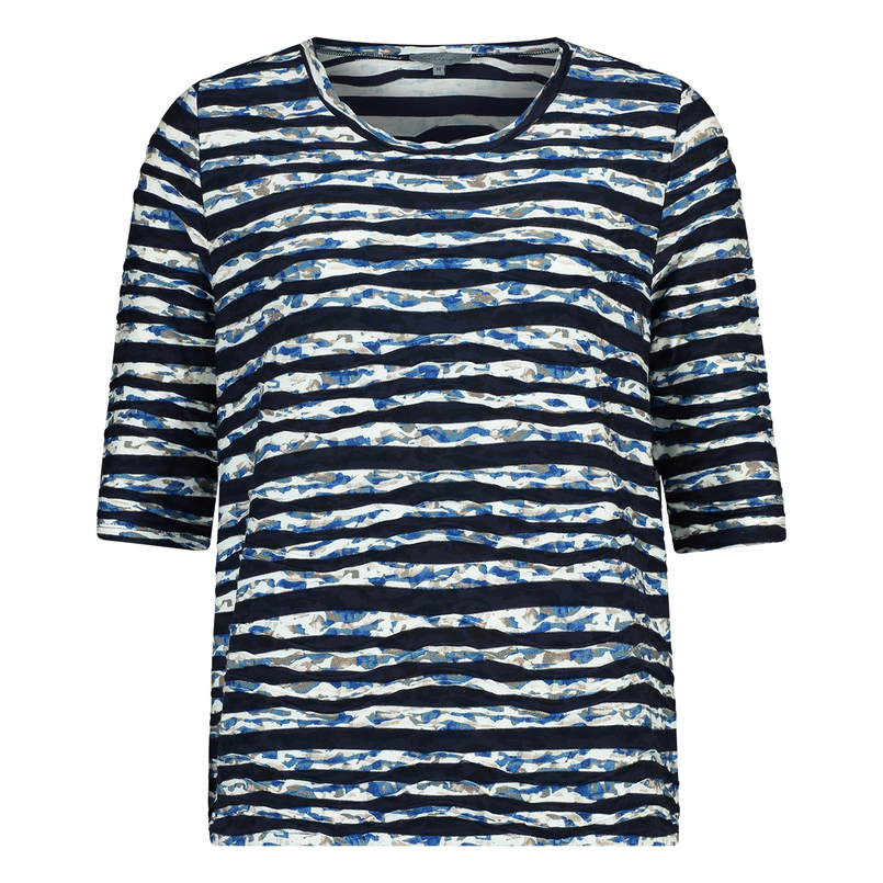 Les Copines Dames Top 25037topstripeeffect Bleu
